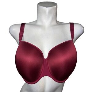 New Third Love Burgundy Full Coverage T-Shirt Bra Plunge Smooth Cups Size 42D